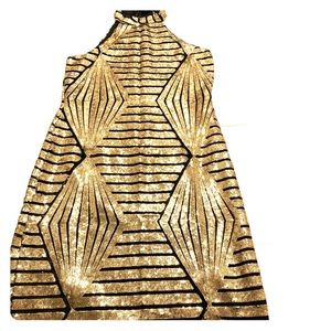 Black and Gold Sequined Fashion Nova Dress